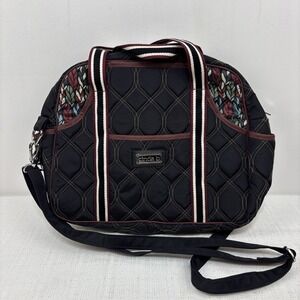 Cinda B Tote Bag Purse Diaper Bag Quilted Black Removable Strap